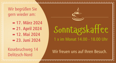 SONNTAGSKAFFEE – die Termine bis Juni